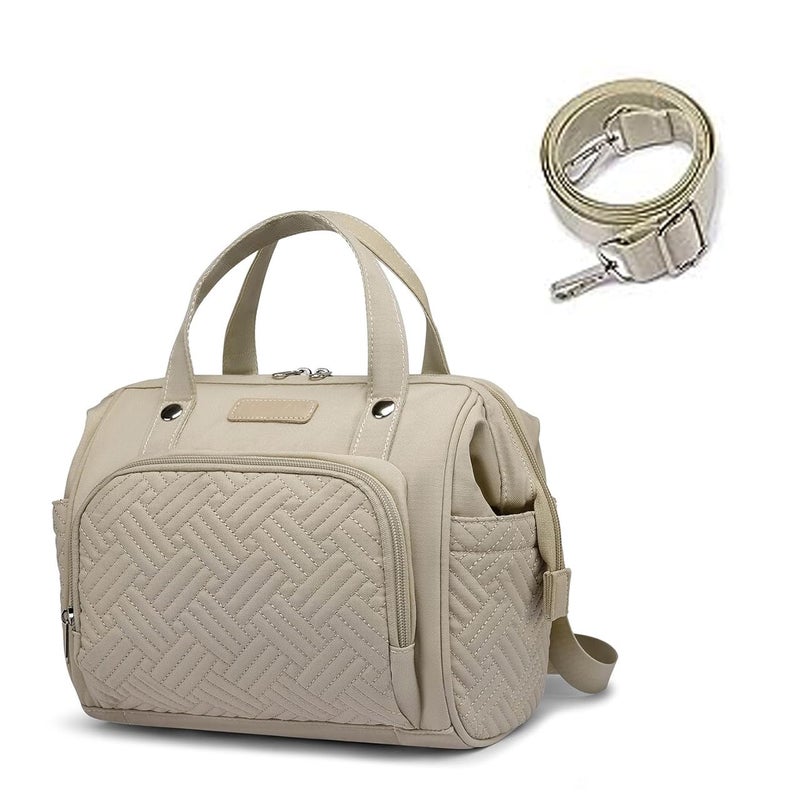 FHELAD Small Diaper Bag Backpack Diaper Tote Bag, Waterproof Multi-Function Mini Tote Maternity Bags Travel Backpacks with Insulated Pockets for Mom, Apricot - Image 1